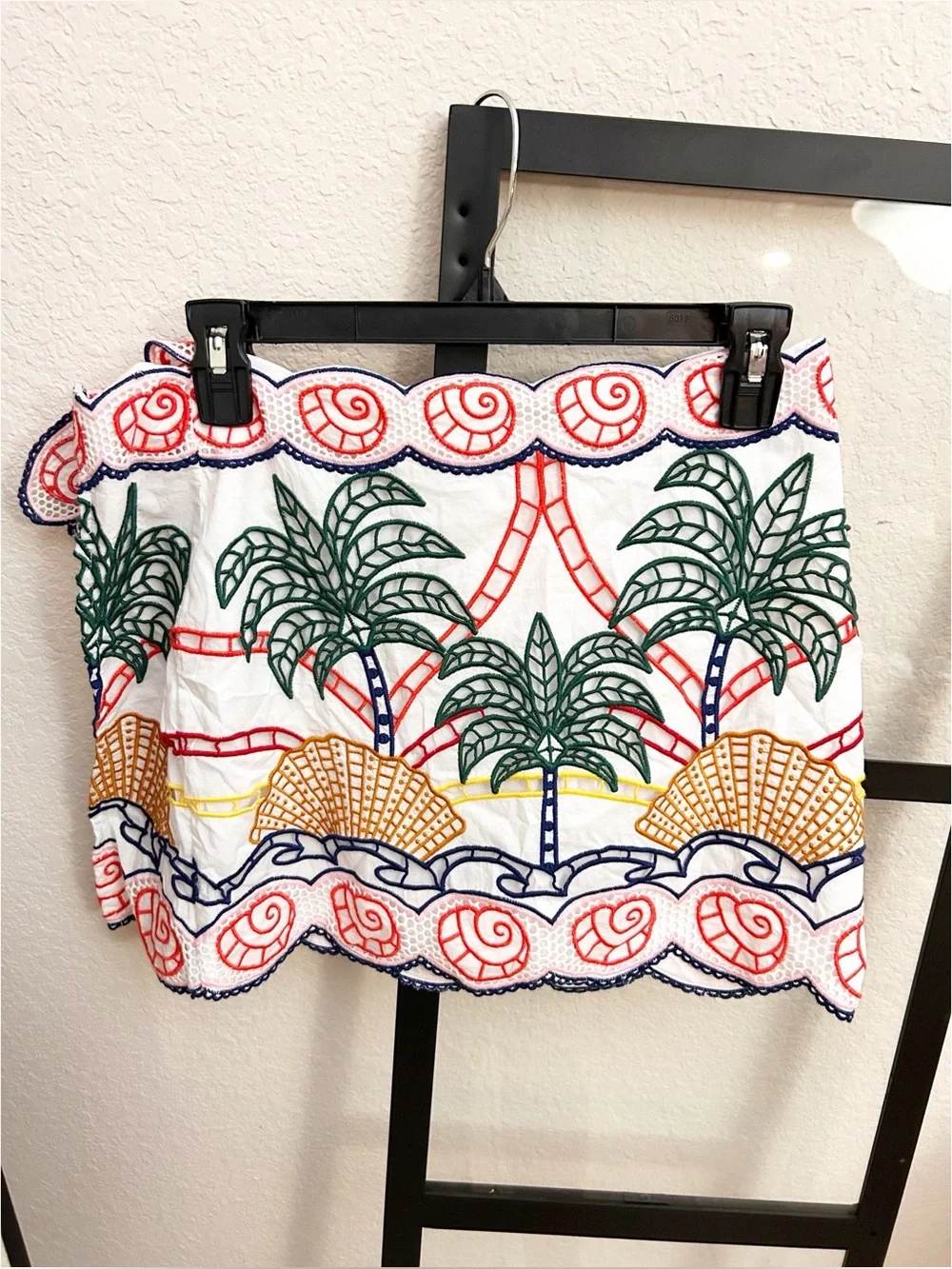 NWT Farm Rio Tropical Graphic Richelieu Mini Wrap Skirt Coverup Palm Trees